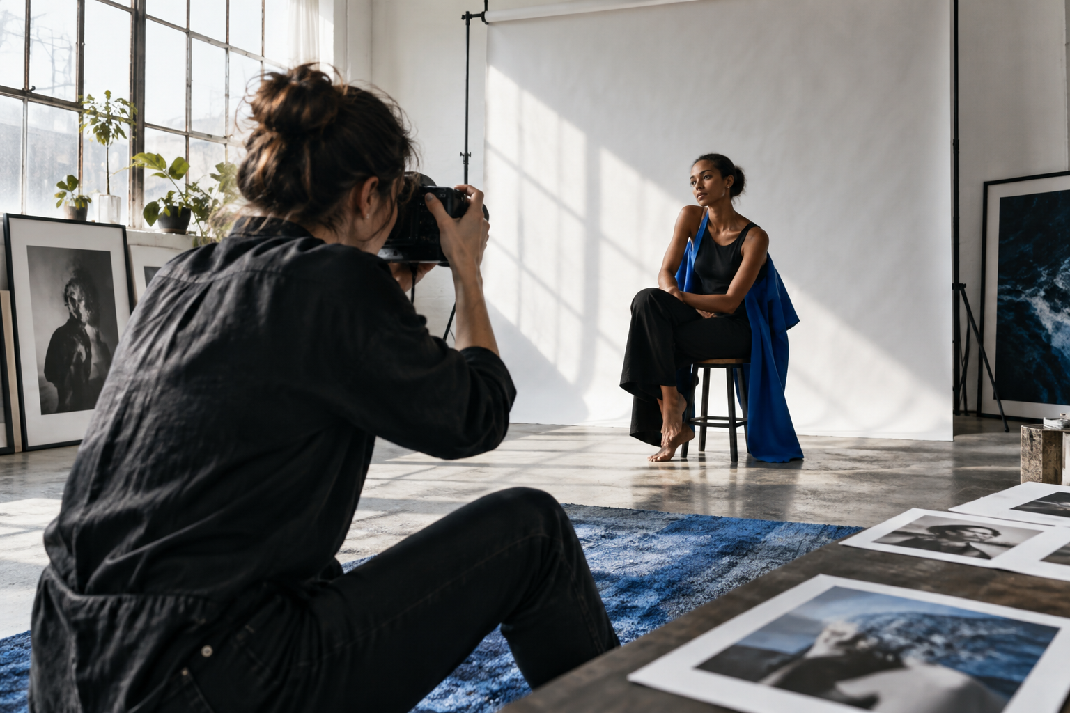 Photographer working in a studio