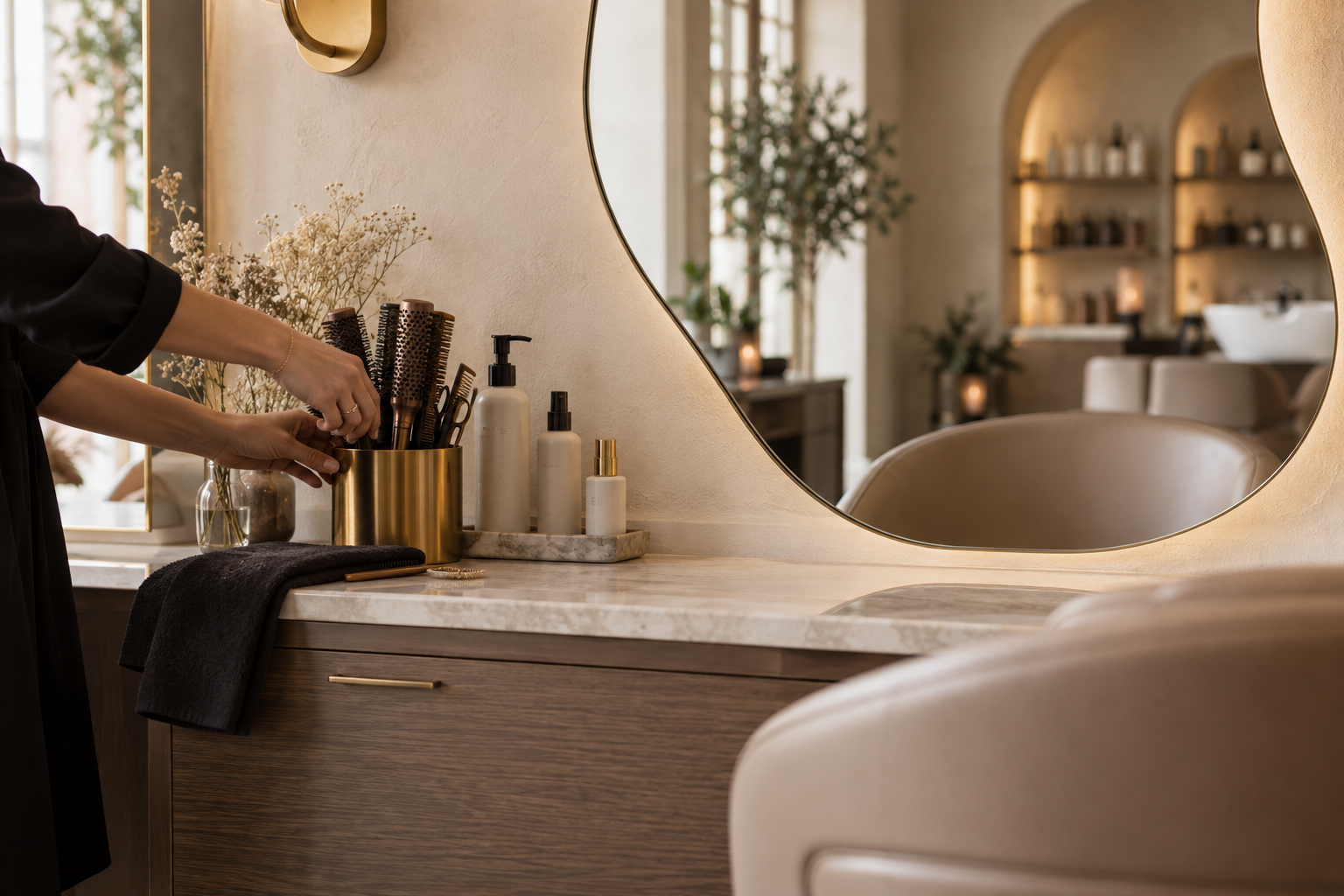 Warm salon interior